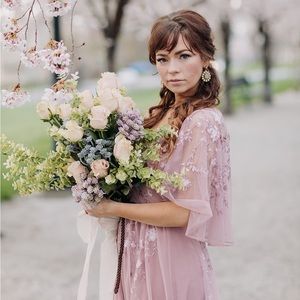 Asos design long embroidered mesh dress size 8